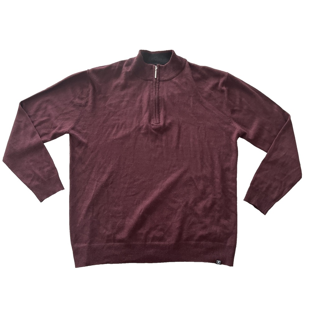 Stacy Adams Men's Size‎ XL Maroon Burgundy Quarter Zip Sweater Long Sleeve